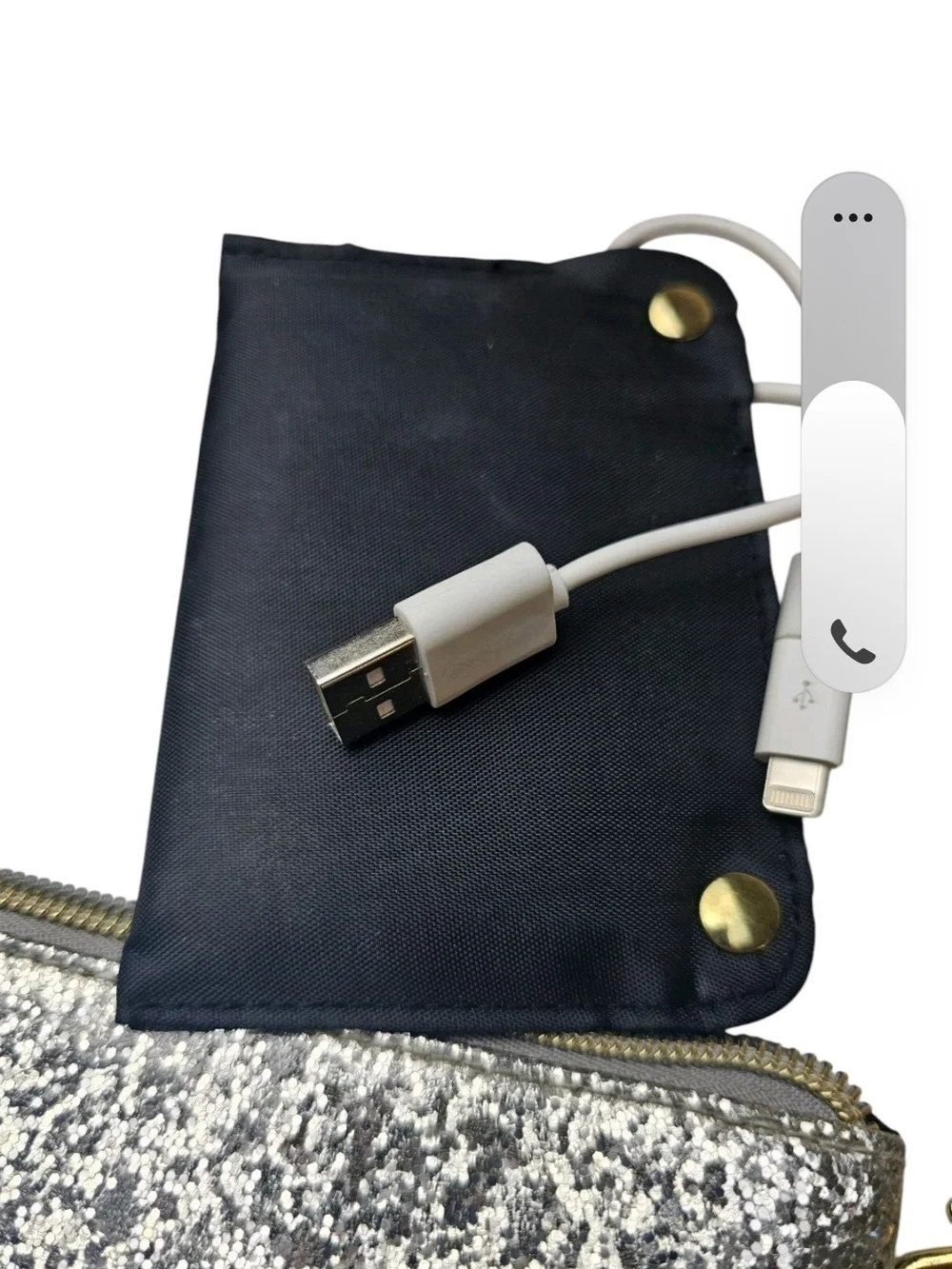 Liz Claborne Silver Glitter Wrist Wallet Phone Charger Battery USB Adapters Club